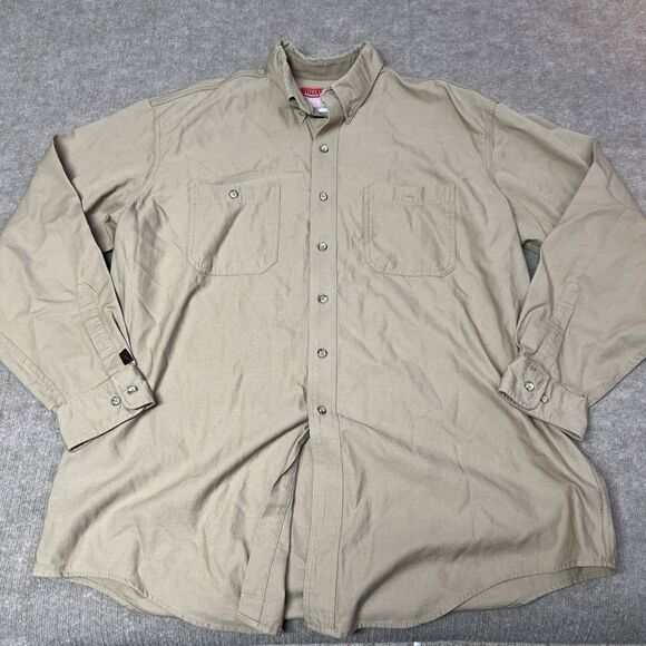 Riverside FR Button Shirt‎ XL Beige Flame Resistant Dual Pocket Welding Oilfield - Picture 1 of 9